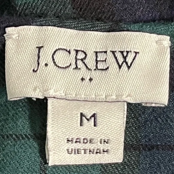 J. Crew Blackwatch Trendy Green Blue Flannel ruffled plaid squareneck ruffle top - Picture 3 of 11